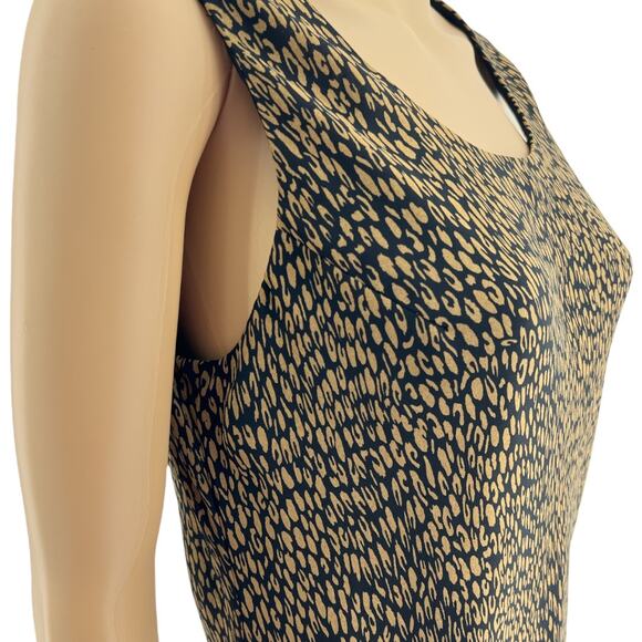 Studio 1 (14) Petite Y2K Brown Leopard Sleeveless Chiffon Sheath Maxi Dress - Picture 2 of 5